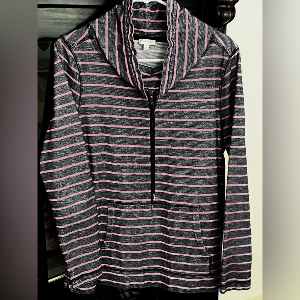 Talbots Dark Blue and Pink Striped High Neck Tunic